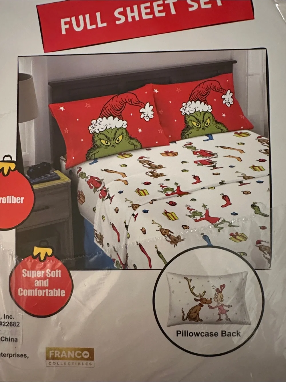 The Grinch Red Microfiber Full Sheet Set